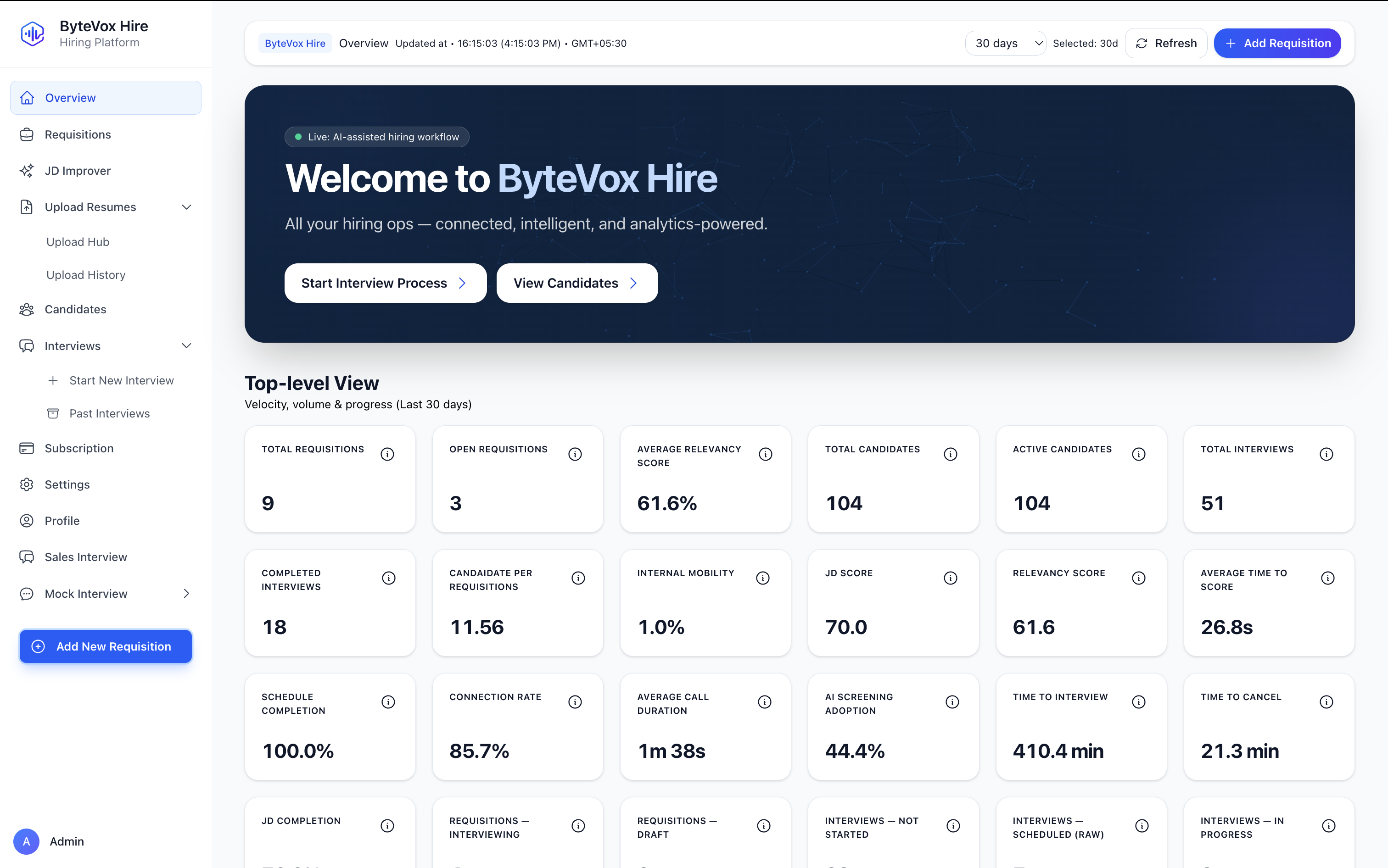 ByteVox Convert dashboard